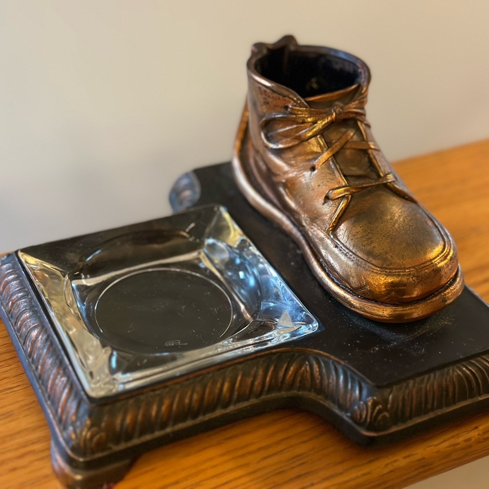 Vintage Bronze baby bootie ashtray